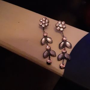 Pink flower drop earrings